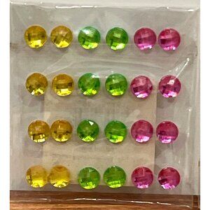 Floral Punch Stickers 24 Pc Multi Color SMall Round Gems For Crafts Scrapbooking